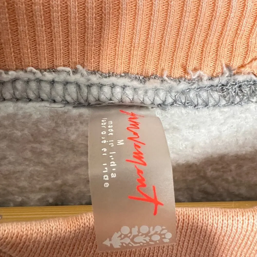FREE PEOPLE Movement Intercept Sweatshirt Colorblock Gray Orange Sz M $98 {3M9}